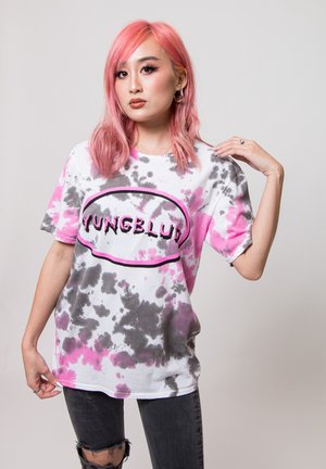 Paradiso Clothing YUNGBLUD SCRATCH OVAL DIP DYE - Print T-shirt - grey