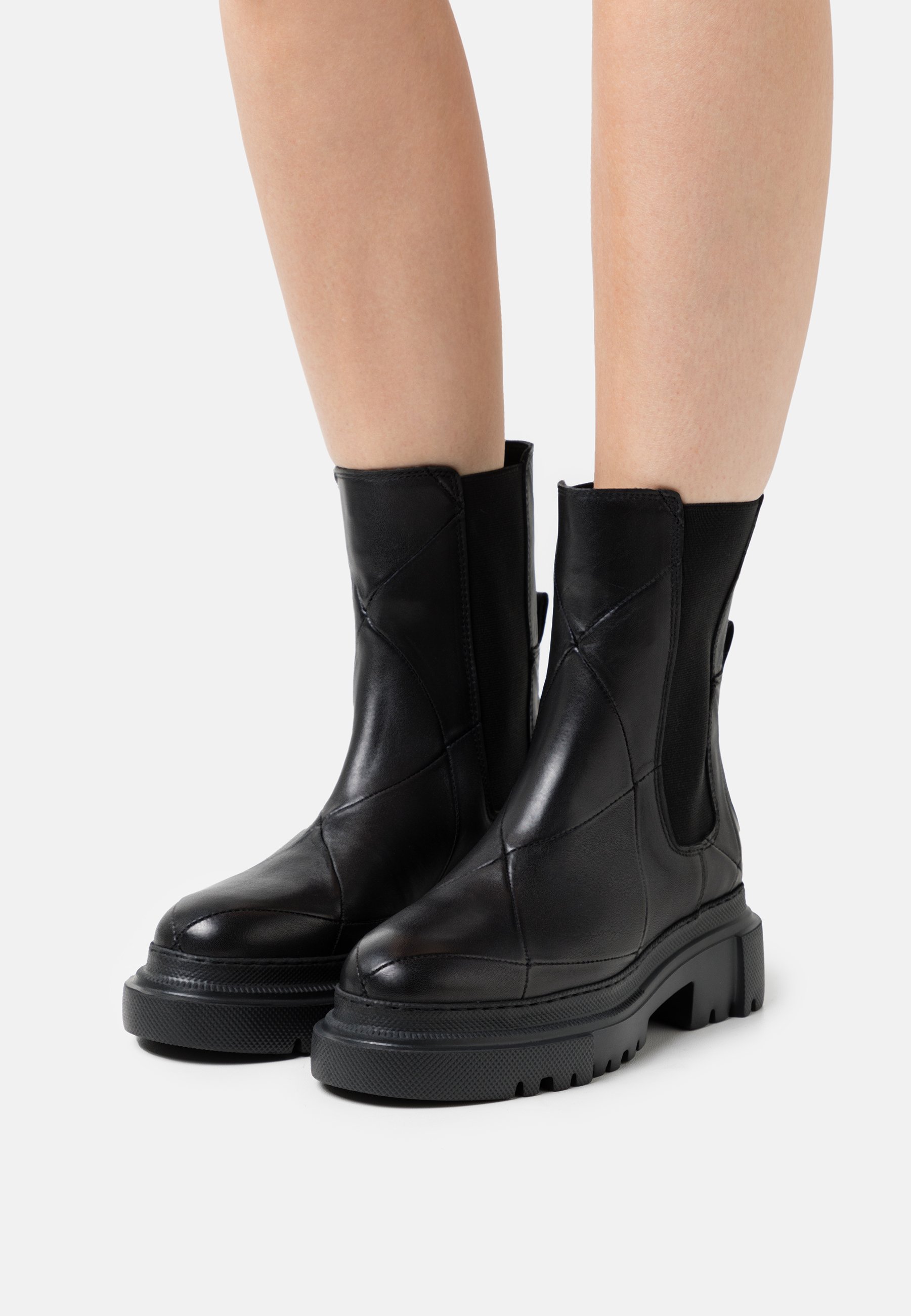 Shabbies Amsterdam Enkellaarsjes met plateauzool - black/Zwart - Zalando.nl