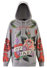 Ed Hardy LOVE HARD GRAPHIC - Felpa con cappuccio - grey