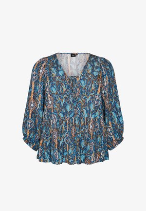 Zizzi, BLUSE MIT PAISLEYMUSTER UND SPITZENDETAILS - Μπλούζα - blau