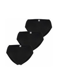 Schwarze Baumwollunterhosen, hochgeschnittenes Design, im Dreierpack, glatte Textur, mit abgesteppten Kanten und einem dezenten Logoetikett auf jedem Paar.