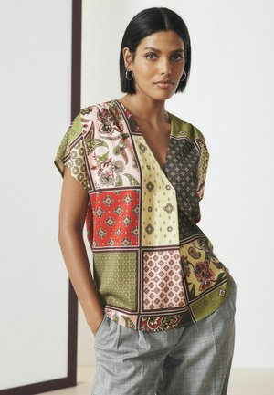 Next, REGULAR FIT - SHORT SLEEVE V-NECK BLOUSE  . - Blouse - multicoloured patchwork print