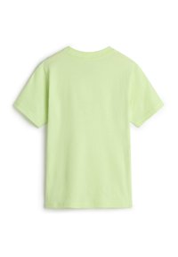 Ljust grönt kortärmat T-shirt i mjuk bomull. Har en rund halsringning och en slät, enfärgad textur utan mönster eller detaljer.