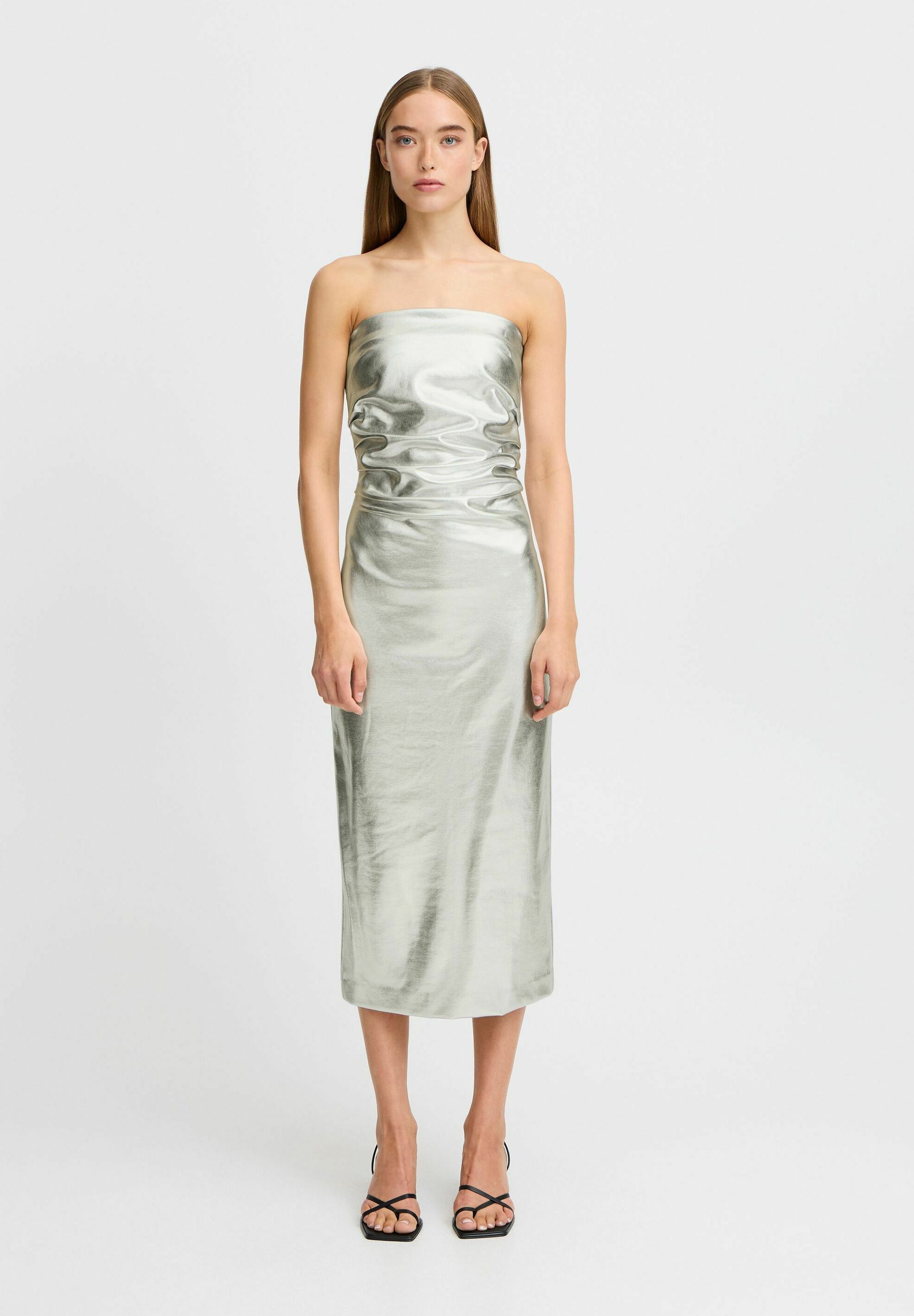 ICHI IHKATE METALLIC - Cocktail dress / Party dress - silver/silver-coloured  - Zalando.ie