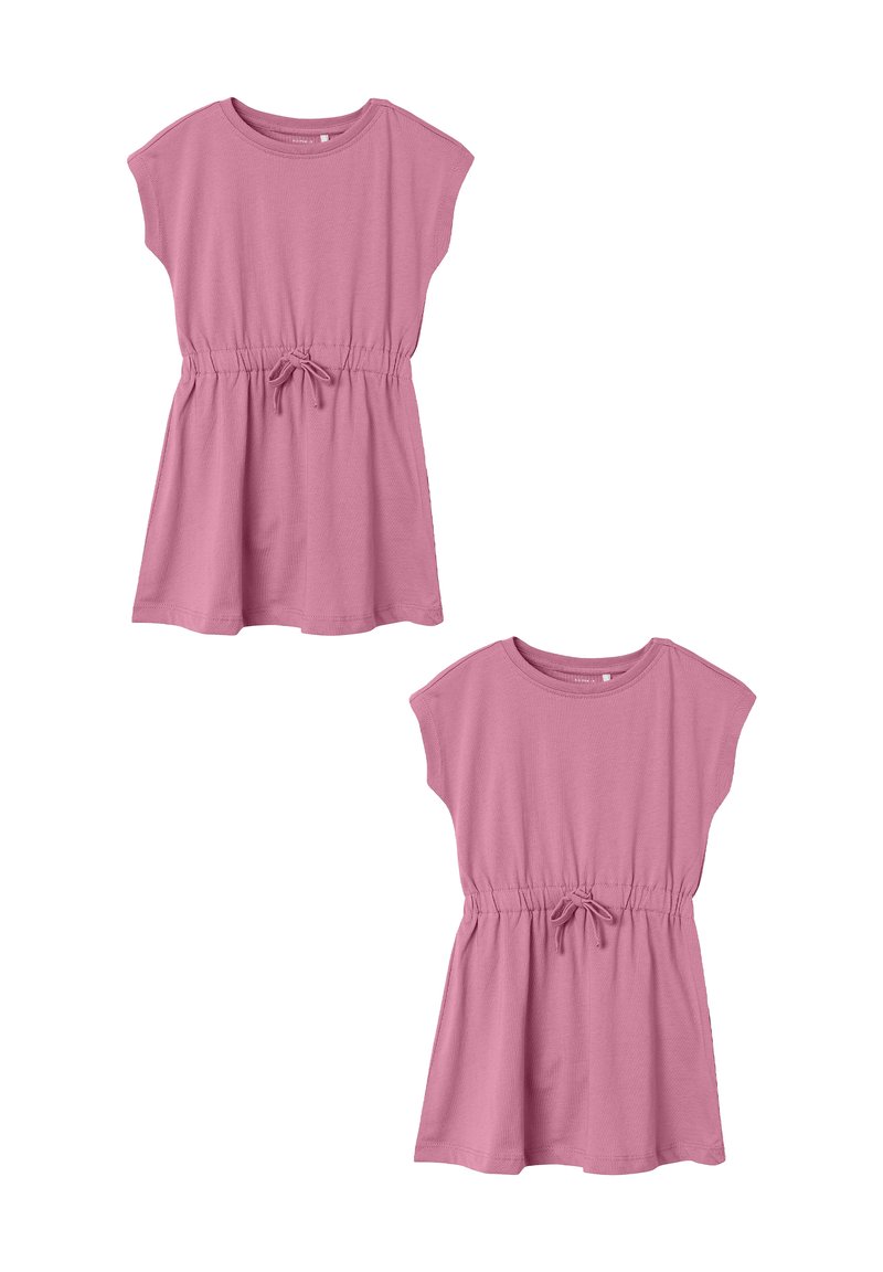 Name it 2ER-SET MIDI KURZAM RUNDHALS - Jerseykleid - rosa