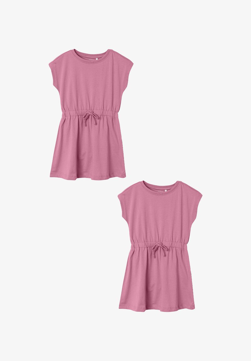Name it 2ER-SET MIDI KURZAM RUNDHALS - Jerseykleid - rosa
