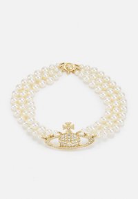 THREE ROW PEARL BAS RELIEF CHOKER - Halskette - gold-coloured/pearl/crystal