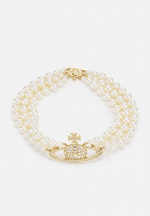 Vivienne Westwood THREE ROW PEARL BAS RELIEF CHOKER - Halskette - gold-coloured/pearl/crystal