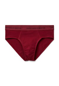 Mutande da uomo bordeaux con elastico in vita, con la scritta "United Colors of Benetton" in nero.