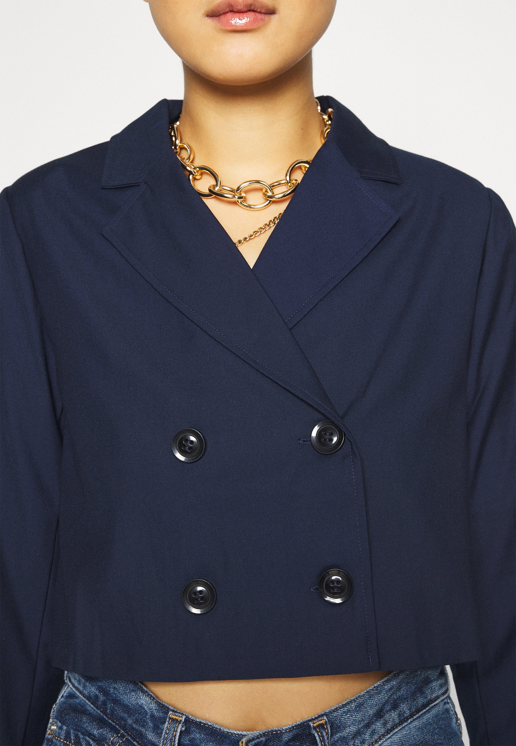 cropped navy blazer