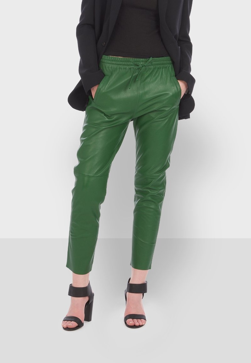 Oakwood GIFT - Kožené nohavice - dark green