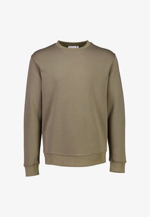 Olijfgroene sweatshirt met een ronde hals, ribgebreide cuffs en zoom. Gemaakt van zachte, gestructureerde stof met minimale details.