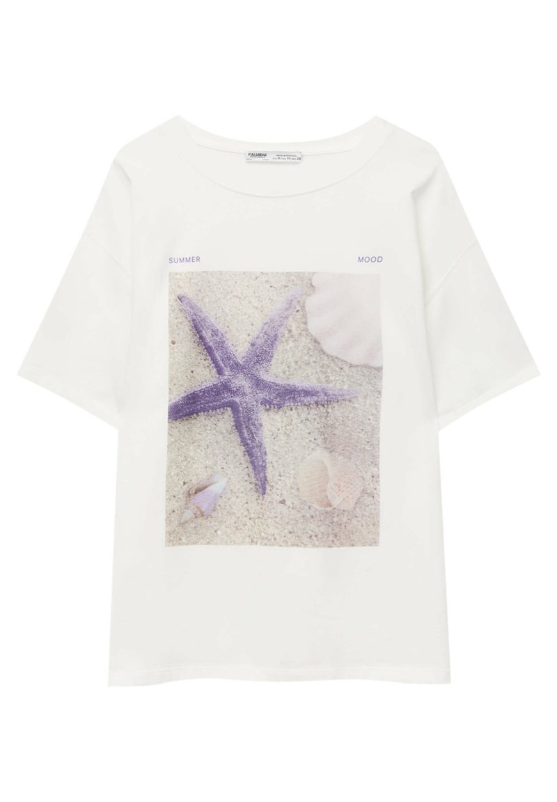 PULL&BEAR SHORT SLEEVE STARS TShirt print white/weiß Zalando.at