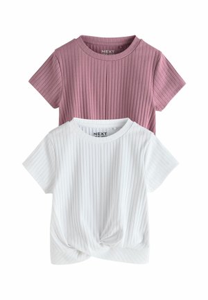 Next, REGULAR FIT - RIBBED WRAP FRONT 2 PACK T-SHIRT - T-Shirt print - pink white