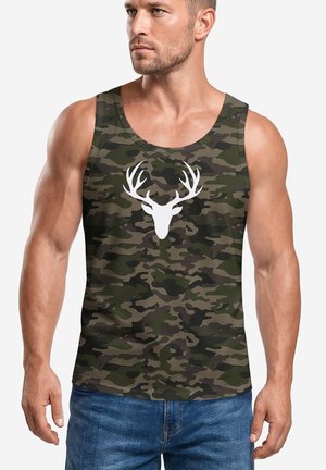 Neverless, TANKTOP HERREN MIT GRAFIK-PRINT - DESIGN HIRSCH- TRÄGERSHIRT - Top - woodland-camo