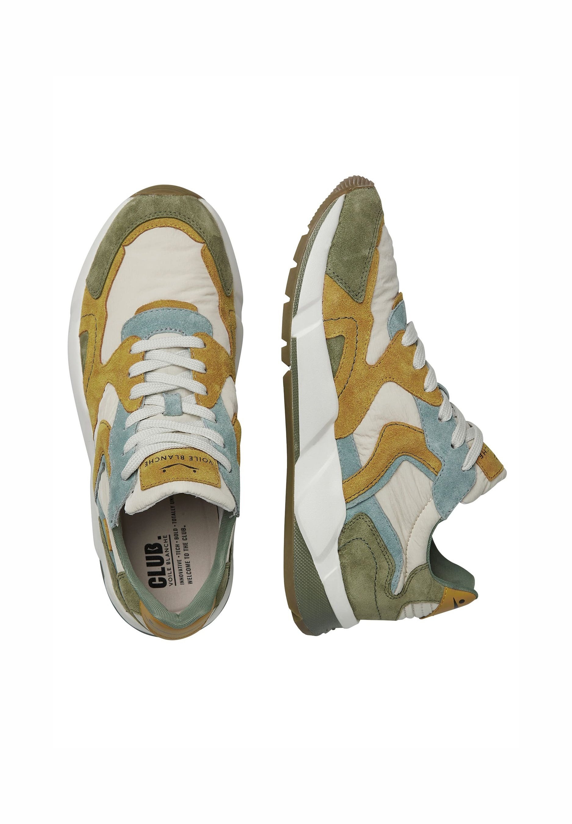 Sneakers VOILE BLANCHE Club10 – Militaire Green, Daim Et Tissu, Neuf Avec étiquettes