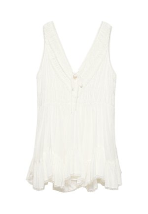 PULL&BEAR, SHORT RUFFLED WHITE DRESS - Rochie de zi - white