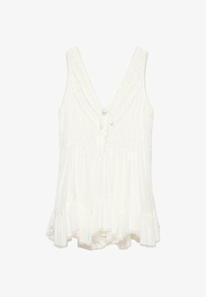 PULL&BEAR, SHORT RUFFLED WHITE DRESS - Rochie de zi - white