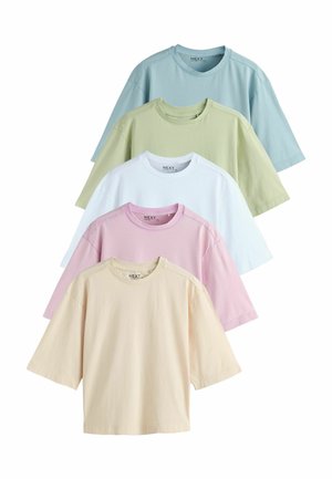 RELAXED BOXY ELBOW LENGTH CREW NECK 5 PACK   - Tricou basic - pink blue green yellow white