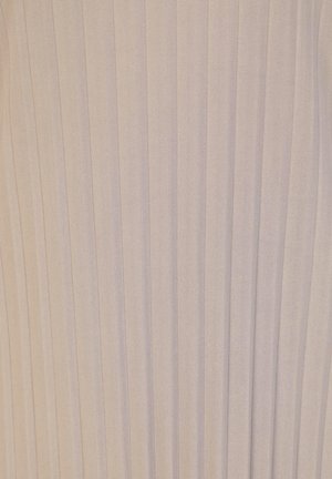Light beige fabric featuring vertical pleats, creating a textured pattern. The material appears soft and smooth with a subtle sheen.