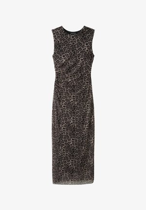 Stradivarius, SLEEVELESS MESH MIDI DRESS - Denné šaty - mottled dark brown