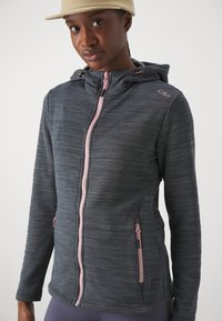 CMP WOMAN JACKET FIX HOOD - Užtrauktuku užsegamas treningas - titanio melange/rose