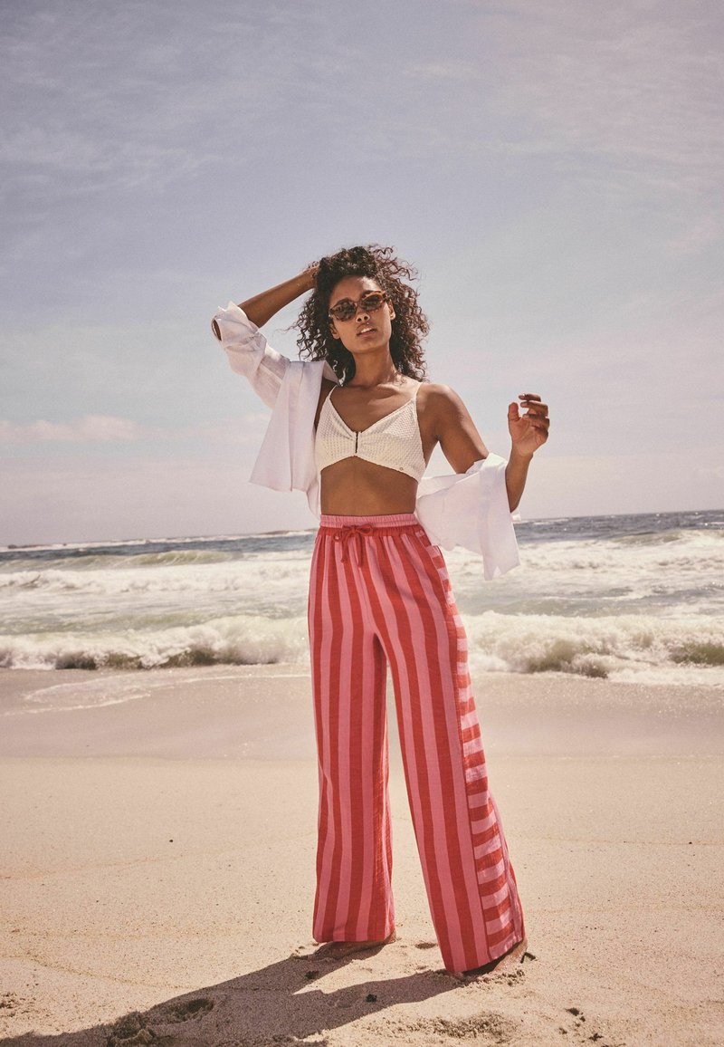 Next TALL FIT - WIDE STRIPED - Tygbyxor - pink