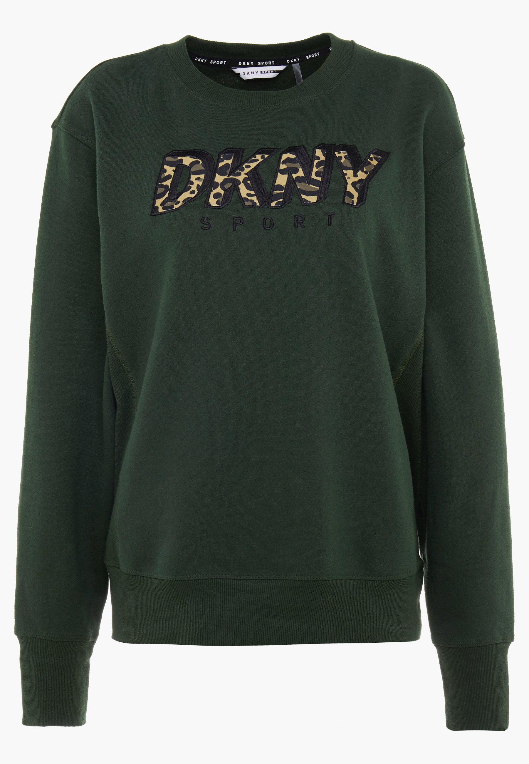 DKNY LONGSLEEVE LEOPARD LOGO APPLIQUE Sweater dark green DKNY LONGSLEEVE LEOPARD LOGO APPLIQUE Sweater black