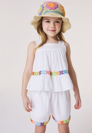 Little Bird, SCALLOPED EDGE STRAW EFFECT RAINBOW FLOWER  - Chapeau - multi