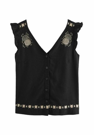 BLEND RUFFLE SLEEVE PETITE  - Linne - black embroidery