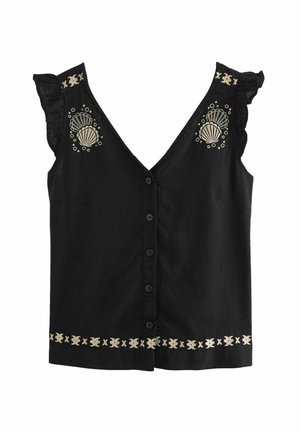 Next BLEND RUFFLE SLEEVE PETITE  - Toppi - black embroidery