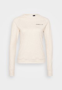 Pikendusega kreemivärvi särk, millel on peene tekstuuri muster, ümmargune kaelus ja rinna peal broderitud "O'Neill" logo.