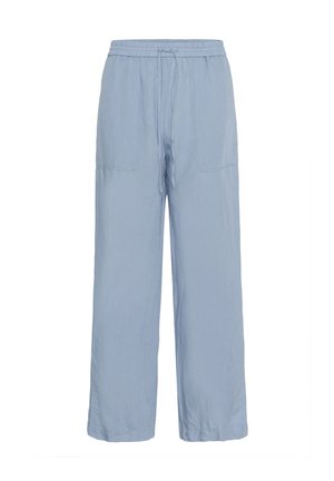 Svetlo modri široki hlače iz mehkega, teksturiranega materiala. Imajo elastičen pas z vrvico in dva stranska žepa.