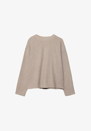 Beige, lätt tröja med långa ärmar, ribbad rund halsringning och en lös passform. Mjuk textur med en enhetlig finish.