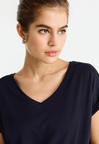 Next V-NECK RICH CAP SLEEVE - REGULAR FIT - T-shirt - bas - navy blue
