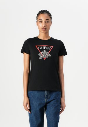 FLOWER BLING EASY TEE - Print T-shirt - jet black