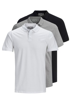 3 PACK BASIC - Poloshirt - white/grey/black