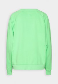 Sweat-shirt vert menthe à manches longues avec poignets et ourlet côtelés, vu de dos sur un fond clair uni.