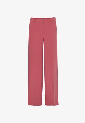 Pantaloni ampi in una delicata tonalità rosa, realizzati in tessuto morbido con una vita sagomata e discrete pieghe anteriori per un aspetto curato.