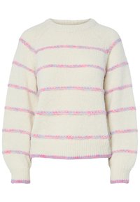PCNELIA LS O-NECK BC - Striktrøje - birch/pink/purple