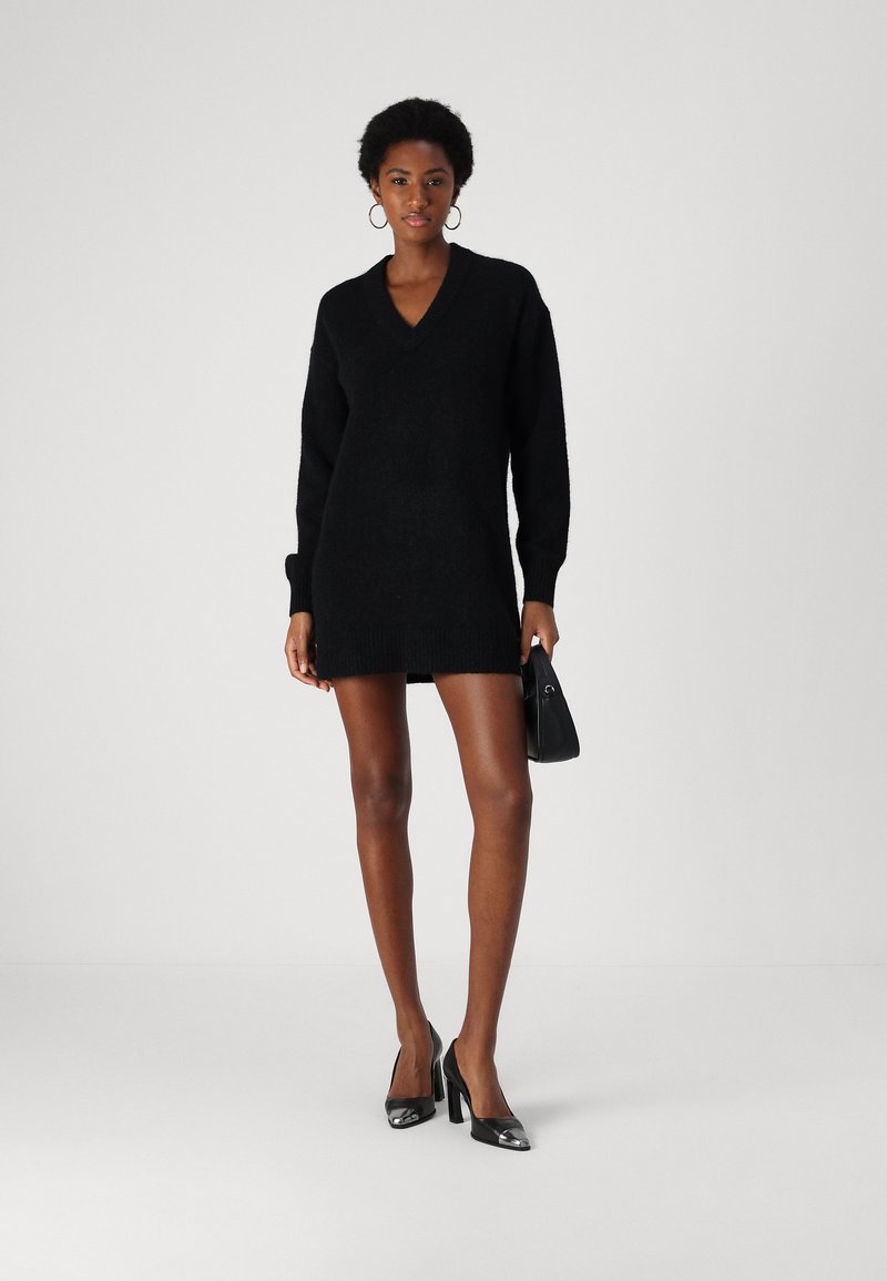 Calvin Klein Jeans TEXTURED V NECK DRESS - Jumper dress - black -  Zalando.co.uk