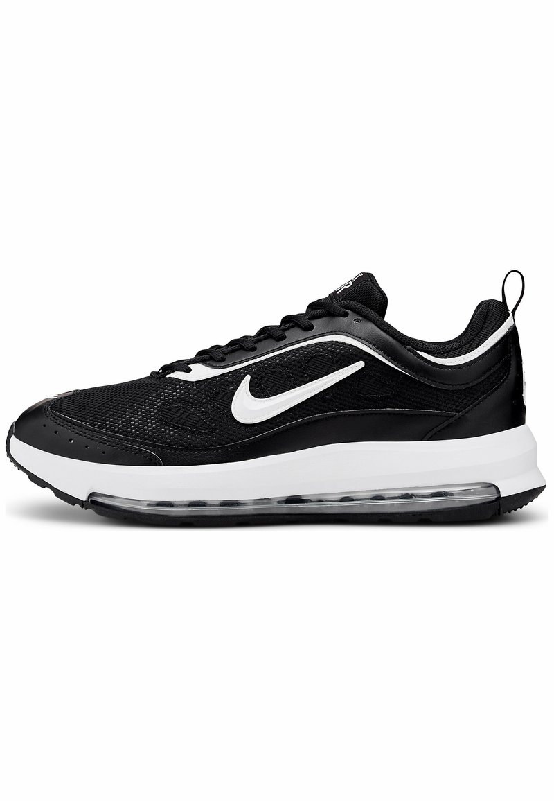 Baskets Nike Air Max noir et blanc avec tige en mesh, semelle visible avec amorti à air et logo Nike blanc sur le côté.
