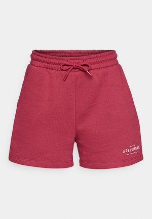 Calções em mistura de algodão cor burdeos com cintura elástica e cordão. Apresenta bolsos laterais e detalhe do logótipo impresso em branco na parte da frente.