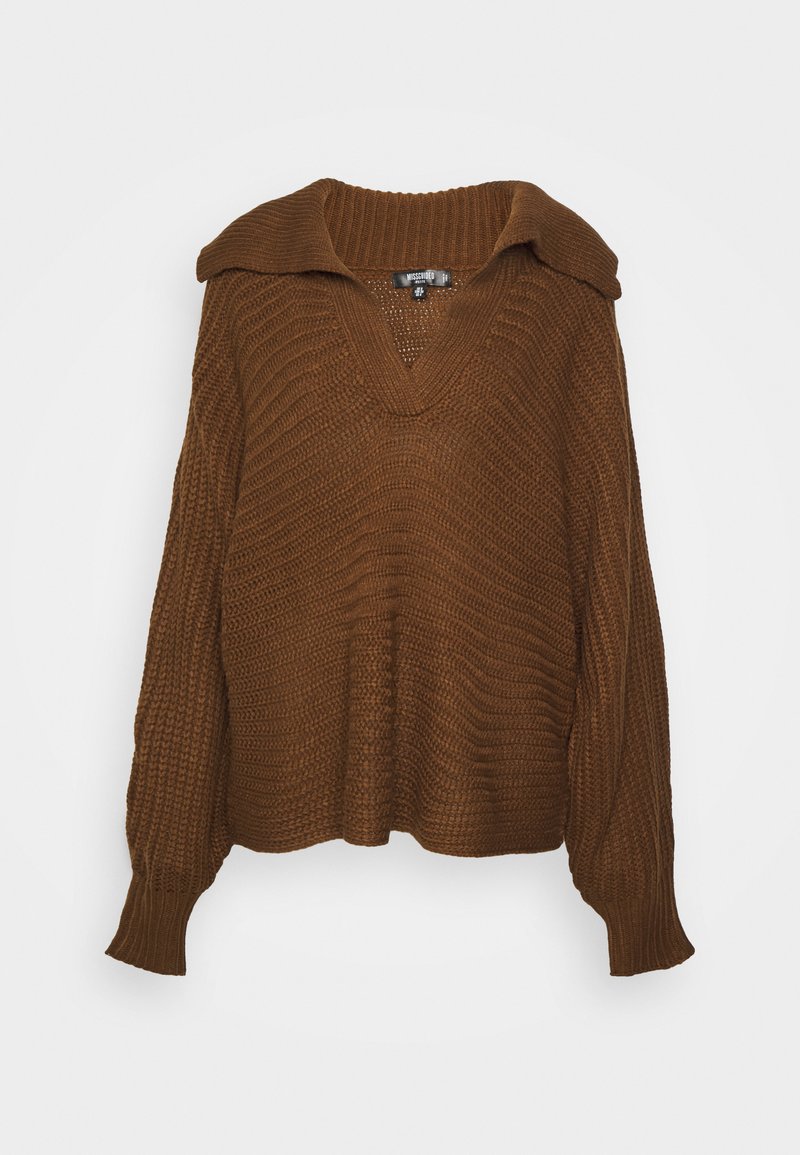 Missguided Petite THE SAILOR COLLAR JUMPER Strickpullover chocolate