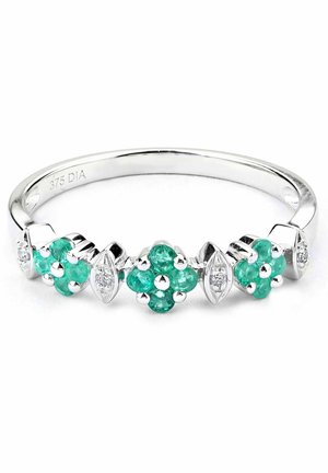 DIAMANT L'ÉTERNEL 9CT DIAMOND AND EMERALD ETERNITY - Prsteň - silver coloured