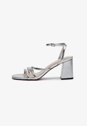 LEATHER - Sandales à talons hauts - silver-coloured