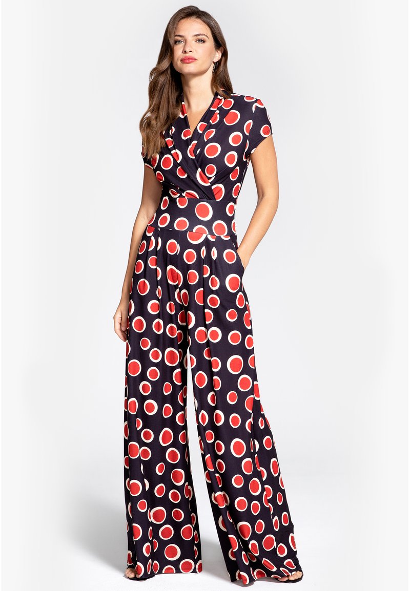 HotSquash WIDELEG Jumpsuit polka dots black/red/schwarz Zalando.at