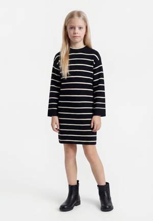 ONLY GIRLS KOGIBI O NECK DRESS  - Φόρεμα-πουλόβερ - black/whitecap grey