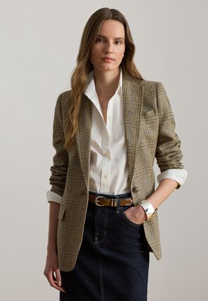Lauren Ralph Lauren, GLEN PLAID LINEN TWILL BLAZER - Bleiser - tan/black multi