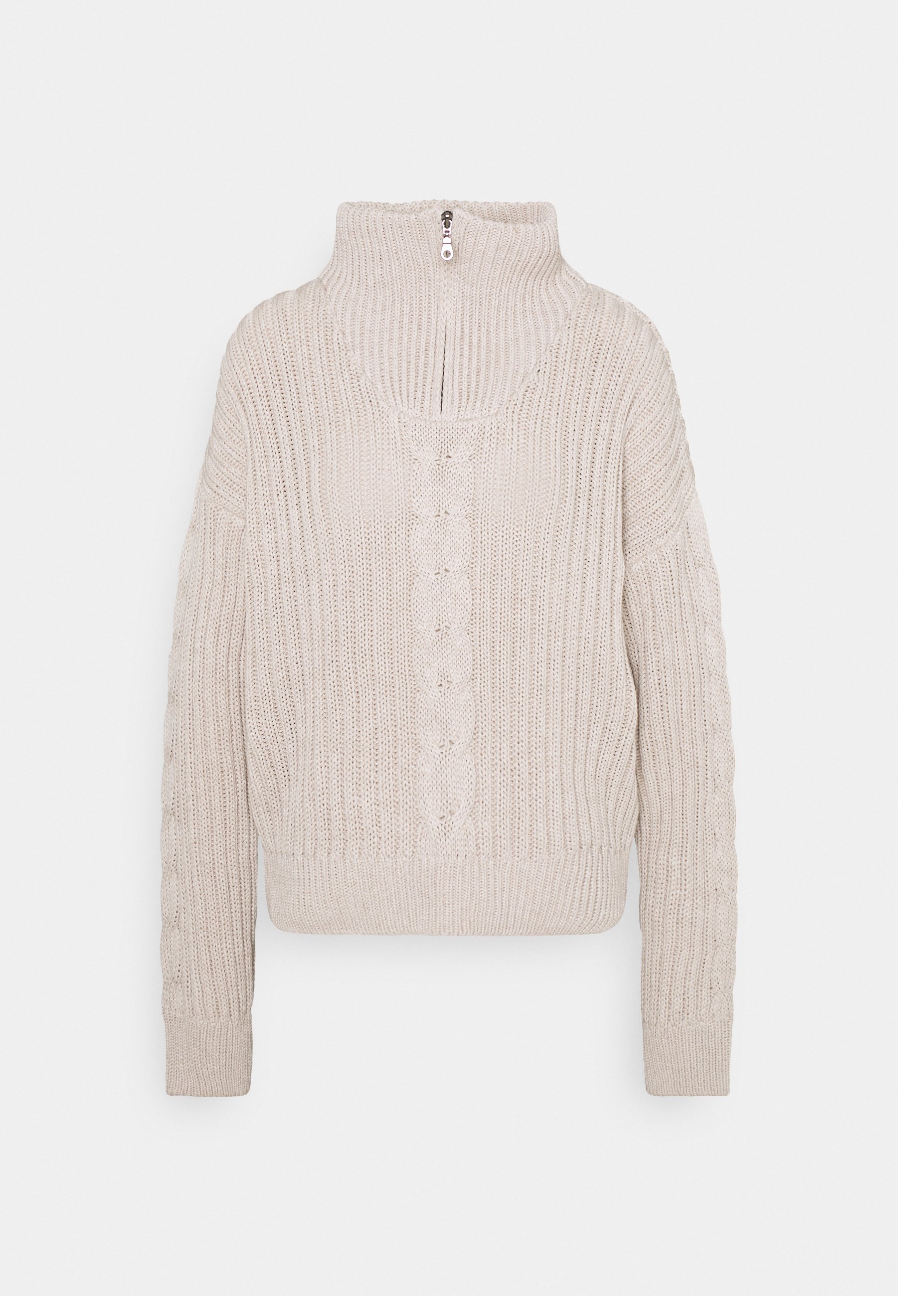 Nu In Half Zip Cable Jumper Light Beige Beige Zalando De